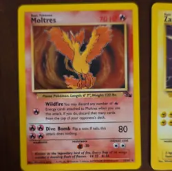 Pokemon TCG 1999 Fossil Moltres 12/62 + Zapdos 15/62 Card Lot (2) - Image 2
