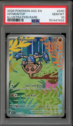 Pokemon Hitmontop Ascended Heroes Illustration Rare #240 PSA 10 Gem Mint - Image 1