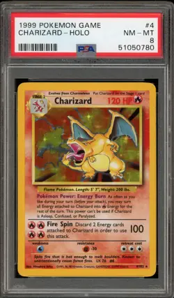 Pokemon Charizard Base Set Unlimited Holo Rare #4 PSA 8 - Image 1