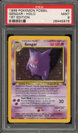 Pokemon Gengar Fossil 1st Edition Holo Rare #5 PSA 9 Mint - Image 1