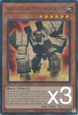 3X Yugioh Golem that Guards the Millennium Treasures MP25-EN208 Ultra Rare NM - Image 1