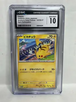 CGC 10 Pikachu 197/SV-P Promo Scarlet & Violet Gym Participation Pokemon Card - Image 1