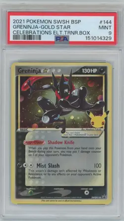 2021 Pokemon Celebrations GRENINJA Gold Star Promo Card SWSH144 Mint PSA 9 - Image 1
