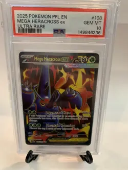 Pokemon Mega Heracross EX Ultra Rare Me02: Phantasmal Flames 108/094 Holo PSA 10 - Image 1