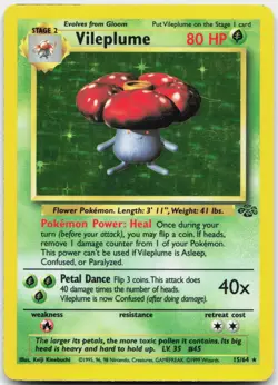 Vileplume 15/64 Holo Rare Jungle Pokemon Unlimited Holo Moderately Played - Image 1
