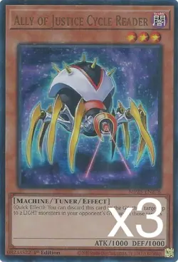 3X Yugioh Ally of Justice Cycle Reader MP25-EN278 Ultra Rare 1st Edition NM - Image 1
