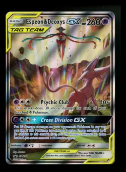 Espeon & Deoxys GX SM240 Black Star Promo 2020 Tag Team Rare Pokemon Card TCG - Image 1