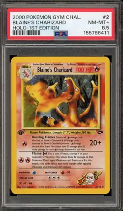 Pokemon Blaine's Charizard Gym Challenge 1st Ed Holo #2 FIGHTING SYMBOL PSA 8.5 - Image 1