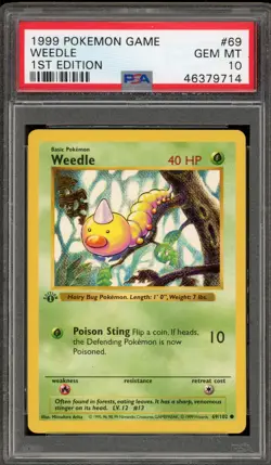 Pokemon Weedle Base Set Shadowless 1st Edition #69 PSA 10 Gem Mint - Image 1