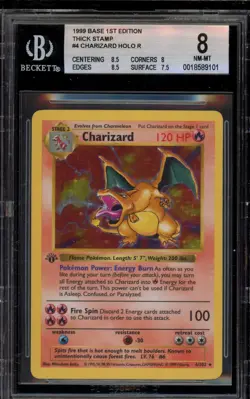 Pokemon Charizard Base Set Shadowless 1st Edition Holo Rare #4 BGS 8 - Image 1