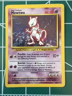 Pokemon Mewtwo TCG Base Set 10/102 Holo Rare Wizards 1999 60 HP English - Image 1