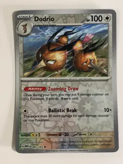 Pokemon TCG 151 Reverse Holographic Dodrio 085/165 Near Mint - Image 1