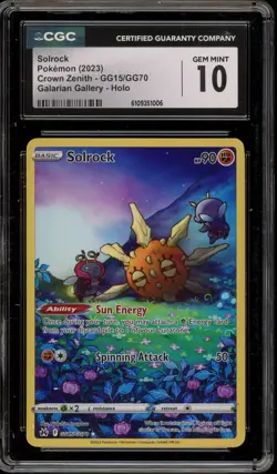Pokemon Solrock Crown Zenith Galarian Gallery Full Art #GG15 CGC 10 Gem Mint - Image 1