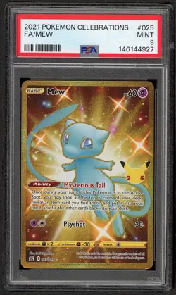 Pokemon 2021 Celebrations Mew 025/025 Secret Rare Full Art Holo PSA 9 MINT - Image 1