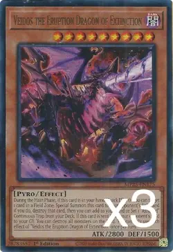 3X Yugioh Veidos the Eruption Dragon of Extinction MP25-EN175 Ultra Rare NM - Image 1