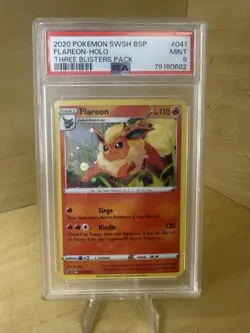 2020 Pokemon SWSH BSP - Flareon #041 Holo - Three Blisters Pack - PSA 9 MINT - Image 1