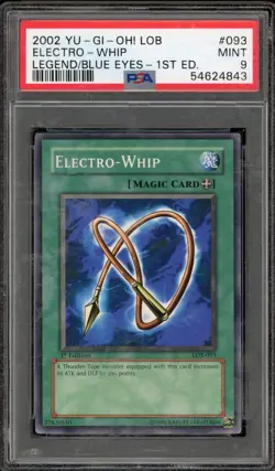 Yu-Gi-Oh! Electro Whip Legend of Blue Eyes 1st Edition LOB-093 PSA 9 Mint - Image 1