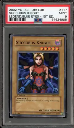 Yu-Gi-Oh! Succubus Knight Legend of Blue Eyes 1st Edition LOB-117 PSA 9 Mint - Image 1