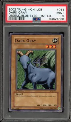 Yu-Gi-Oh! Dark Gray Legend of Blue Eyes 1st Edition LOB-011 PSA 9 Mint - Image 1