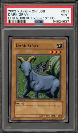 Yu-Gi-Oh! Dark Gray Legend of Blue Eyes 1st Edition LOB-011 PSA 9 Mint - Image 1