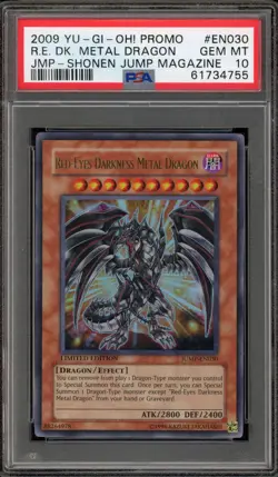 Yu-Gi-Oh! Red-Eyes Darkness Metal Dragon Shonen Jump Mag Promo JUMP-EN030 PSA 10 - Image 1