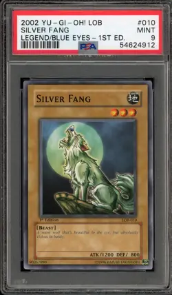 Yu-Gi-Oh! Silver Fang Legend of Blue Eyes 1st Edition LOB-010 PSA 9 Mint - Image 1