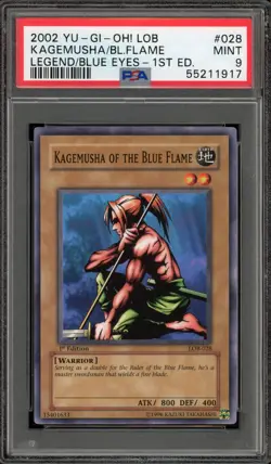 Yu-Gi-Oh! Kagemusha of the Blue Flame Legend of Blue Eyes 1st Ed LOB-028 PSA 9 - Image 1