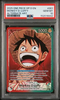 2025 ONE PIECE OP13-CARRYING ON HIS WILL #001 MONKEY D. LUFFY ALT ART PSA 10 - Image 1