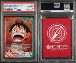2025 ONE PIECE OP13-CARRYING ON HIS WILL #001 MONKEY D. LUFFY ALT ART PSA 10 - Image 3