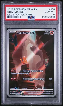 Pokemon 2023 151 Charmander Illustration Rare Card 168/165 English, PSA 10 - Image 2