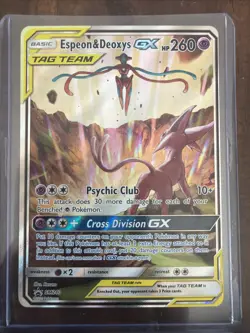 Pokemon TCG Espeon & Deoxys GX SM240 Black Star Promo Holo Card - Image 1