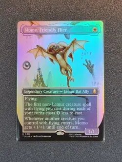 MTG Momo, Friendly Flier - Borderless Foil - TLA - Near Mint+ Condition - Image 1