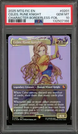 Magic MTG Celes Rune Knight FIC Character Borderless Foil #0201 PSA 10 Gem Mint - Image 1