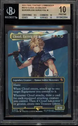 Magic MTG Cloud Ex-Soldier FIC Borderless Surge Foil #0210 BGS 10 Pristine - Image 1