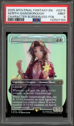 Magic MTG Aerith Gainsborough FIN Character Borderless Foil #0374 PSA 9 Mint - Image 1