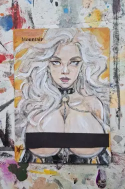 Altered MTG Hand Painted Mountain One Of A Kind Anime - Image 1