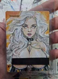 Altered MTG Hand Painted Mountain One Of A Kind Anime - Image 2
