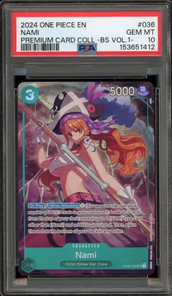One Piece CCG Nami Premium Card Coll. BS Vol. 1 OP02-036 PSA 10 Gem Mint - Image 1