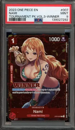 One Piece CCG Nami Tournament Pk. Vol. 3 Winner ST01-007 PSA 9 Mint - Image 1