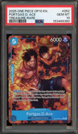 One Piece CCG Portgas.D.Ace Treasure Rare OP08-052 PSA 10 Gem Mint - Image 1