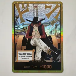 DON!! Card Dracule Mihawk Gold One Piece OP14 The Azure Sea's Seven - Image 1