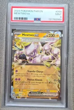 POKEMON CARD MEWTWO EX DOUBLE RARE 58 PAR EN PARADOX RIFT #58 GRADED PSA 9 MINT - Image 1