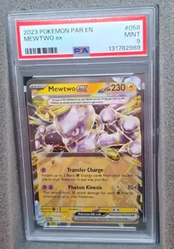 POKEMON CARD MEWTWO EX DOUBLE RARE 58 PAR EN PARADOX RIFT #58 GRADED PSA 9 MINT - Image 2
