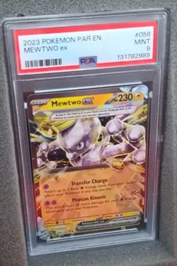 POKEMON CARD MEWTWO EX DOUBLE RARE 58 PAR EN PARADOX RIFT #58 GRADED PSA 9 MINT - Image 3