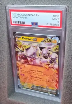 POKEMON CARD MEWTWO EX DOUBLE RARE 58 PAR EN PARADOX RIFT #58 GRADED PSA 9 MINT - Image 4