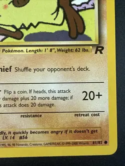 Pokemon TCG Team Rocket 1st Edition Regular Finish Mankey 61/82 NM Card - Image 4