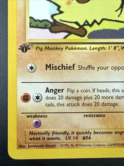 Pokemon TCG Team Rocket 1st Edition Regular Finish Mankey 61/82 NM Card - Image 5