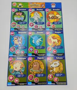 POKEMON 1ST MOVIE 1999 BURGER KING #3 MASTER TRAINER SET UNCUT 9 Card Sheet - Image 1