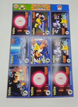 POKEMON 1ST MOVIE 1999 BURGER KING #3 MASTER TRAINER SET UNCUT 9 Card Sheet - Image 2