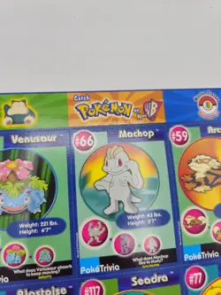 POKEMON 1ST MOVIE 1999 BURGER KING #3 MASTER TRAINER SET UNCUT 9 Card Sheet - Image 3